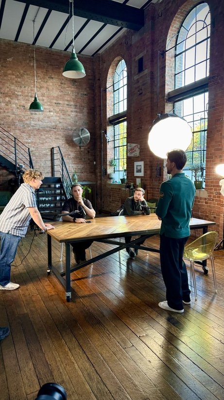 On set with members of the Diary of a CEO team