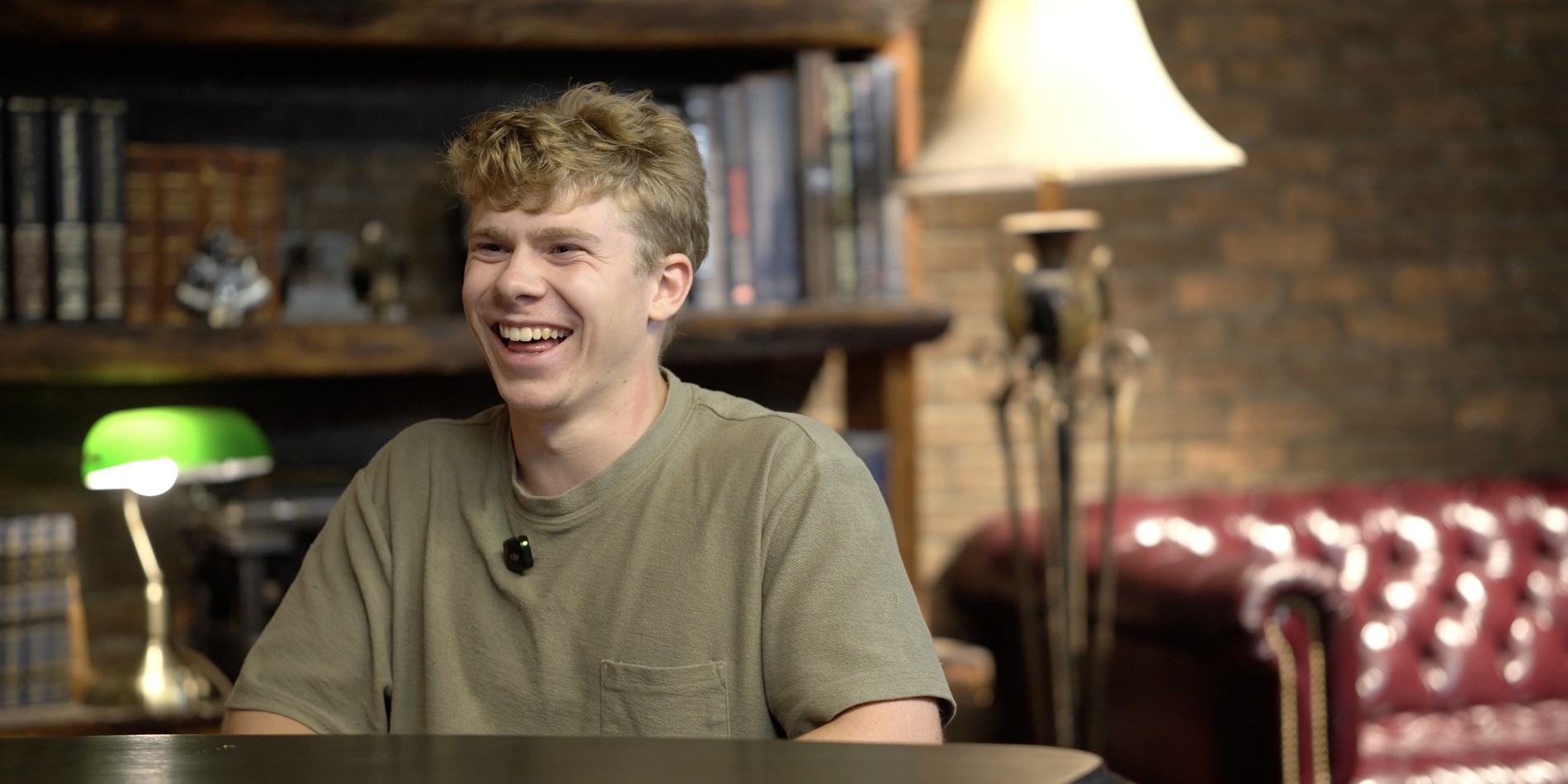 Jack Wagoner on the library set of The Grateful Podcast