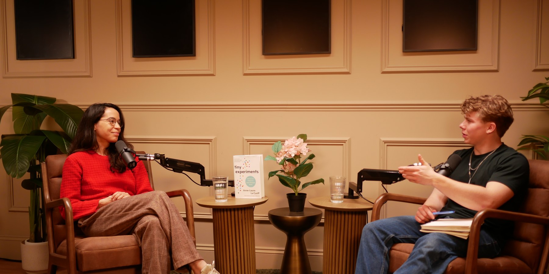 Jack Wagoner interviewing Dr. Anne-Laure Le Cunff on the London set